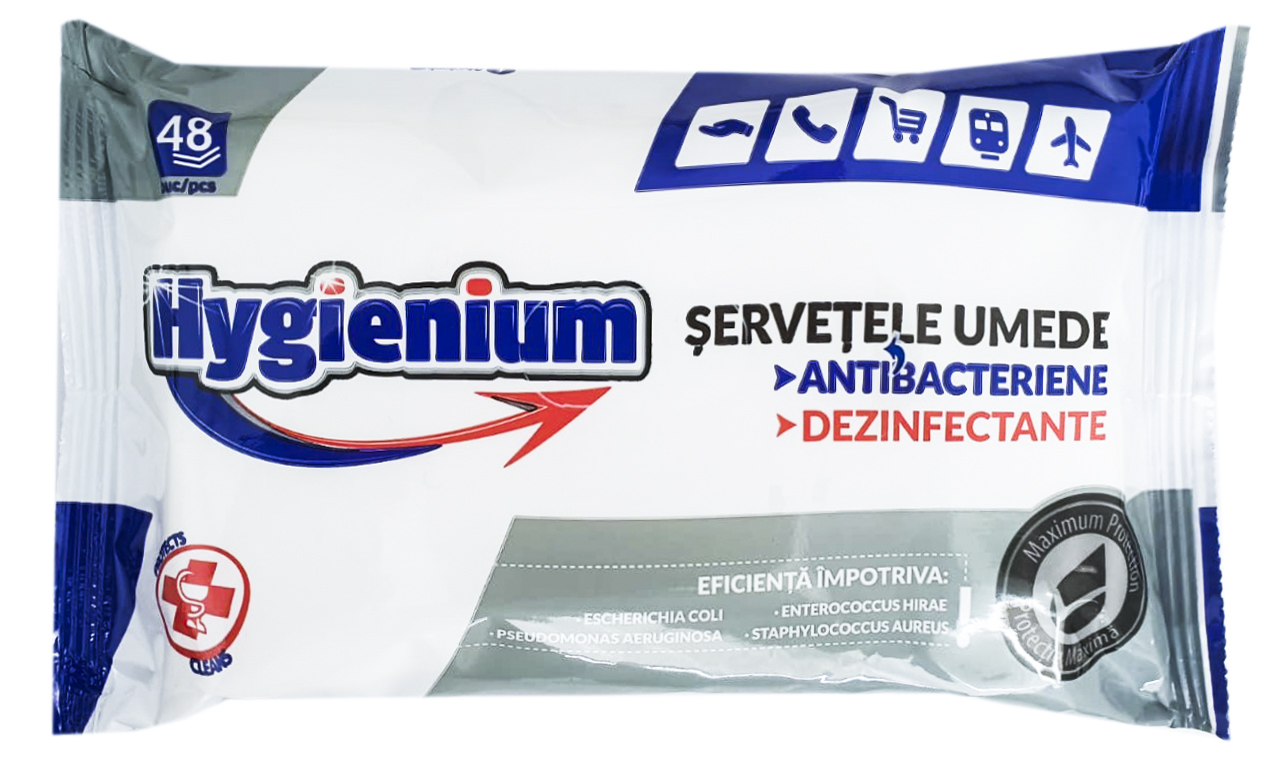 Servetele umede antibacteriene dezinfectante Hygienium  48buc/pachet